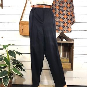 Ralph Lauren Women’s Pants Wool Navy Pinstriped